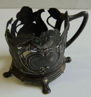 Szecessziós ón pohárfogó (apró hibák) / Art nouveau tin glass holder  8 cm