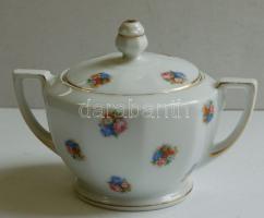 Bohemia-Howszky János Budapest jelzéssel ellátott virágokkal díszített porcelán cukorka kínáló / Chinaware sugar-holder 8 cm