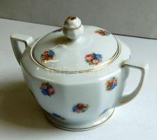 Bohemia-Howszky János Budapest jelzéssel ellátott virágokkal díszített porcelán cukorka kínáló / Chi...