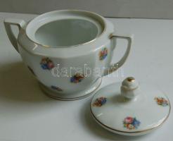 Bohemia-Howszky János Budapest jelzéssel ellátott virágokkal díszített porcelán cukorka kínáló / Chi...