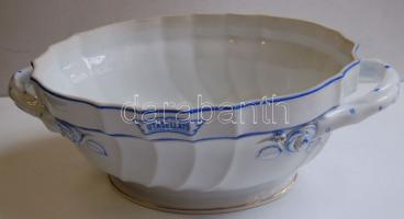 Herendi jelzéssel ellátott kézzel festett "Utasellátó" porcelán tál (sérült) / Herendi han...