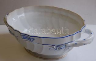 Herendi jelzéssel ellátott kézzel festett "Utasellátó" porcelán tál (sérült) / Herendi han...