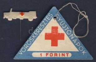 1947. Vöröskeresztes Gyűjtőnapok 1Ft adomány megváltási jegy + kitűző
