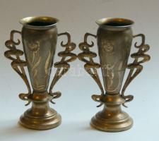 cca 1900 2 db szecessziós díszített réz serleg / Art nouveau copper vase 14 cm 2 pcs