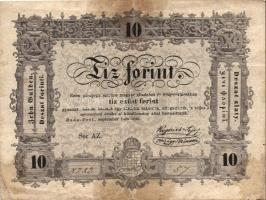 1848. 10Ft "Kossuth bankó" T:IV ragasztott