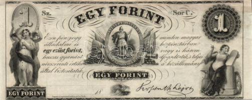 Emigrációs "Kossuth-bankó" 18.. 1Ft "Sor C." T:II javítva