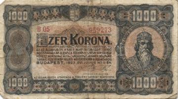 1920. 1000K "Orell Füssli" T:V + 1923. 1000K "Magyar Pénzjegynyomda RT." T:III