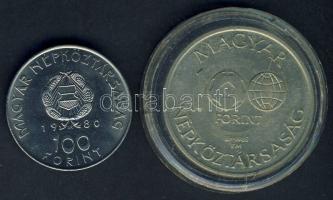 1980. 100Ft "Szovjet-magyar közös űrrepülés" T:BU + 1986. 100Ft "Labdarúgó VB" T...