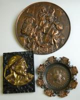 3 db bronz/réz fali dísz