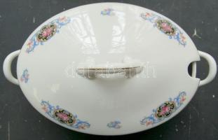 Ismeretlen jelzéssel ellátott kézzel festett porcelán leveses tál / Handpainted chinaware soup bowl ...