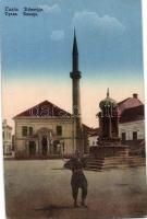 7 db vegyes futott, régi képeslap - nagyrészt külföldi városképek, illetve egy mechanikus üdvözlőlap...