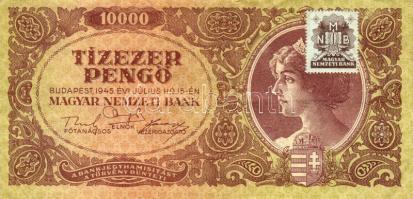 1945 10000P tévnyomatos bélyeggel T:II