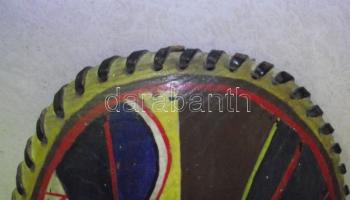 Kézzel festett fa bőr pajzs bőr szegéllyel