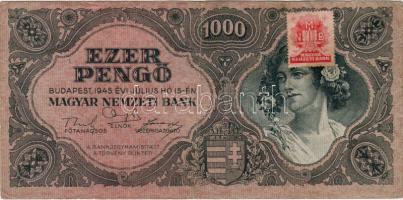 1945 1000P tévnyomatos bélyeggel T:II