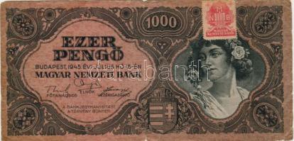 1945 1000P tévnyomatos bélyeggel T:III/IV