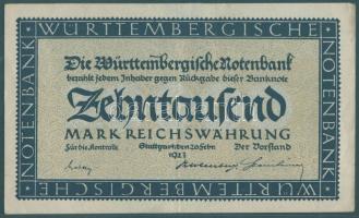 Német Birodalom/Weimari Köztársaság/Württemberg/Württembergische Bank 1923. 10000M (2x) T:II,III+