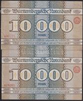Német Birodalom/Weimari Köztársaság/Württemberg/Württembergische Bank 1923. 10000M (2x) T:II,III+