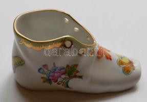 Herendi porcelán Viktória mintás kis cipő (alul egy kis lepattanás, ami felülről nem látható) / Herend chinaware shoe (small damage on the sole)