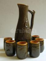 7 darabos kerámia likőrös készlet: kancsó + 6 db kis pohár