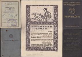 cca 1900-1940 6 db klf bizonyítvány és igazolvány