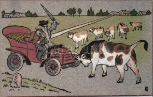 Automobile, cow, humour