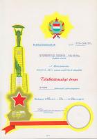 1987 Tűzbiztonsági érem oklevele és igazolványa Horváth István belügyminiszter saját kezű aláírásával