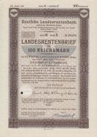 Németország / Berlin 1944. Állami Nyugdíjbank kötvény 100RM-ról T:I-