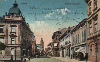 Kassa Kossuth street with the textile dyer shop of Gyula Bradovka (Rb)