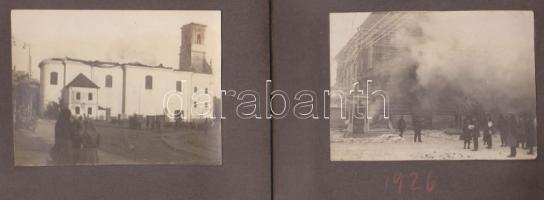 1926 Szekszárd 36 képet tartalmazó fotóalbum családi fotókkal és képekkel a városban pusztító tűz után