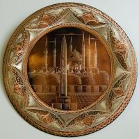 Dekoratív réz falitányér d: 32 cm