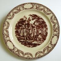 Jagdmotive &quot;Ridinger&quot; jelzéssel ellátott vadászatot ábrázoló régi német porcelán tányér / Chinaware plate d: 29 cm