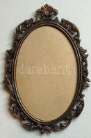 Régi ovális alakú díszes fém képkeret 12x19 cm