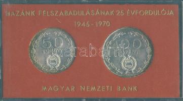 1970. 50Ft Ag + 100Ft Ag "Felszabadulás" pár eredeti MNB dísztokban T:BU