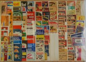 130 db külföldi gyufacímke, sorozatokkal nagyméretű berakólapon