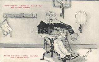 Sailor in a Café humour artist signed