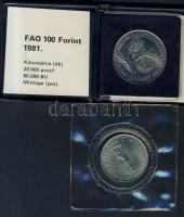 1981. 10Ft + 100Ft "FAO" pár T:BU egyik laminált tokban, másik eredeti tokban, tanúsítvánnyal!