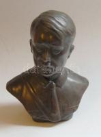 Német Birodalmi időszakból származó Hitler bronz mellszobor, talapzatán azonosítatlan jelzéssel ellátva, szép állapotban, 13.5cm-es magassággal / Original bronze Hitler Statue in good condition