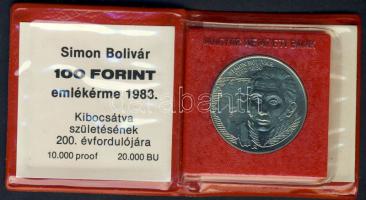 1983. 100Ft "Simon Bolivár" T:BU Eredeti tokban, tanúsítvánnyal!