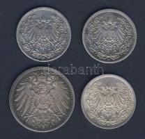 Német Birodalom /Császárság 1905-1914. 1/2M Ag (3x) + 1914. 1M Ag T:2,3