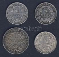 Német Birodalom /Császárság 1905-1914. 1/2M Ag (3x) + 1914. 1M Ag T:2,3