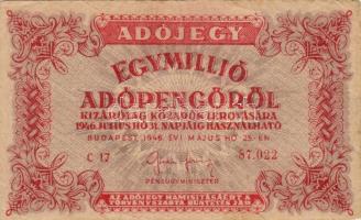 1946 1000.000AdóP hátoldali címer fordított állású !  T:II