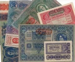 Ausztria 1919-22 2, 10, 20, 50, 100, 1000K   "Deutschösterreich" felülnyomással + 10K inflációs T:II