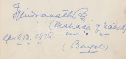 1929 Sardar Gurdit Signh Sandhanwalia eredeti aláírása / 1929 Original signature of Lahore, India mahraja Sardar Gurdit Signh Sandhanwalia 17x13 cm