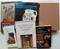 6 db klf művészeti könyv: A szőnyegbecsüs zsebkönyve, A Naiv művészet Magyarországon, Kis magyar művészettörténet, stb.