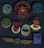 9db szocialista kiváló, úttörő jelvény (Tűzoltó Úttörő Gárda, MTA KFKI Törzsgárda...)  T:1,2