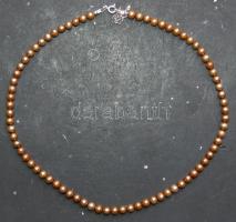 Óarany tenyészett gyöngy nyaklánc ezüst (Ag) szerelékkel