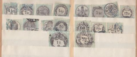 1868 június 20. Az okmánybélyeg sor 17 db klf értéke