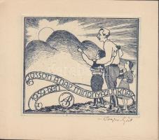 Bajor Ágost (1892-1958) "Süssön a nap mindnyájunknak 1939-ben" szignált rézkarc