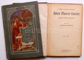 id. Dumas Sándor: Gróf Monte Cristo. 1-2. kötetek a négyből 1911. Singer és Wolfner. Kiadói, színes, illusztrált vászonkötésben, márványozott lapszélekkel