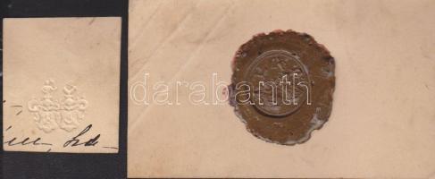 Madame de Horthy / née de Latinovits dombornyomású névjegykártyája viaszpecséttel ellátva